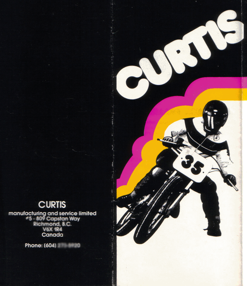 Curtis Racing Frames, PAGE 1, brochure from 1970's